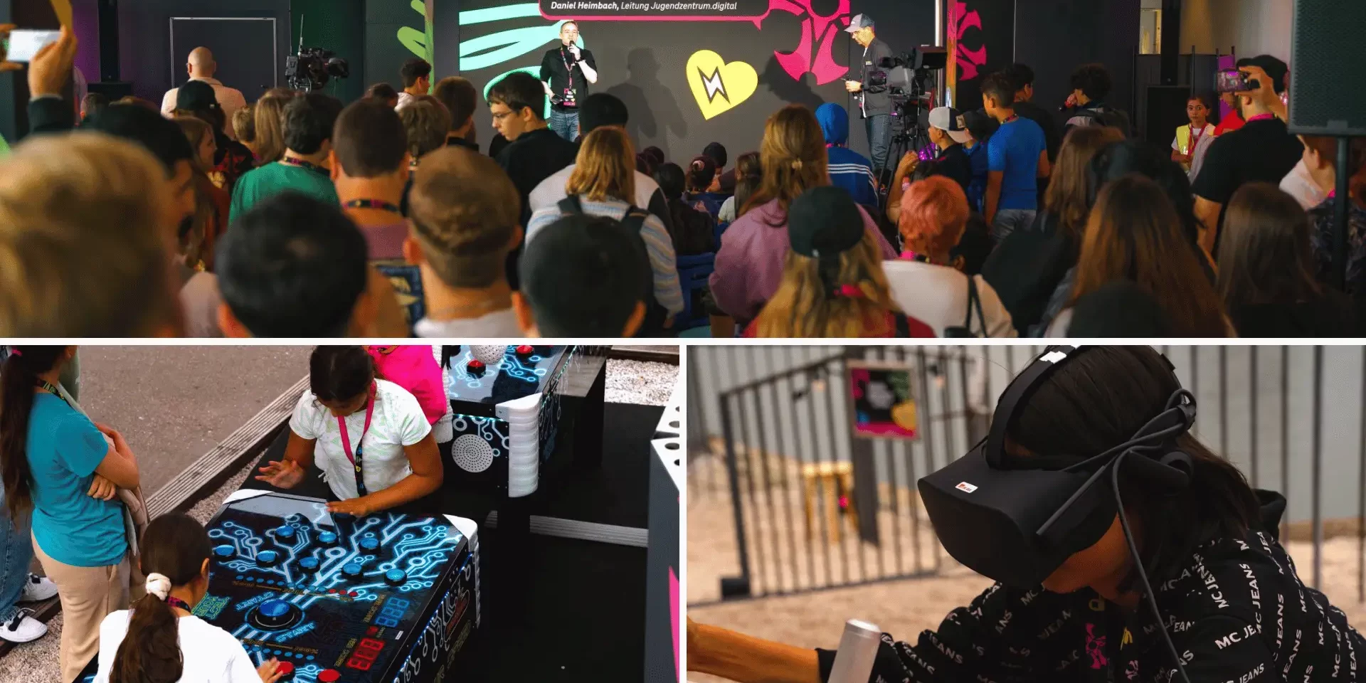 Die Responsible Gaming Days fanden 2024 erstmals auf der Gamescom statt, das Programm ist geeignet für die auf den Bildern zu sehenden Kindern, welche Spiele ausprobieren und Panel Talks des Responsible Gaming Days Programms auf dem Equal eSports Festival 2023 ausprobiert haben.